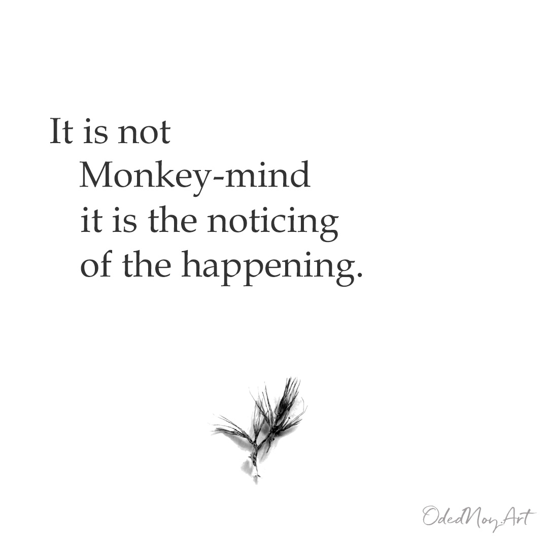 It is not Monkey-mind it is the noticing of the happening.