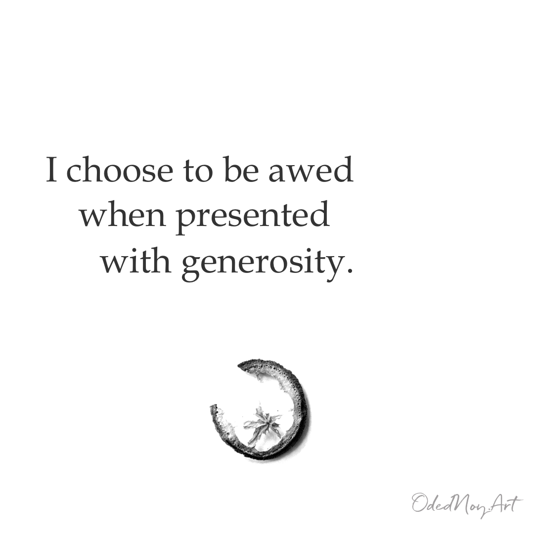 I choose to be awed,  when presented with generosity.