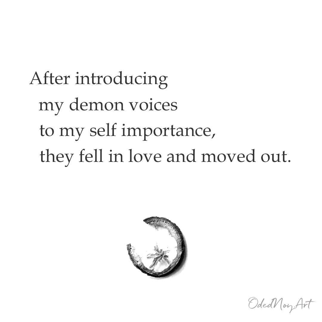 After introducing my demon voices to my self importance, they fell in love and moved out.