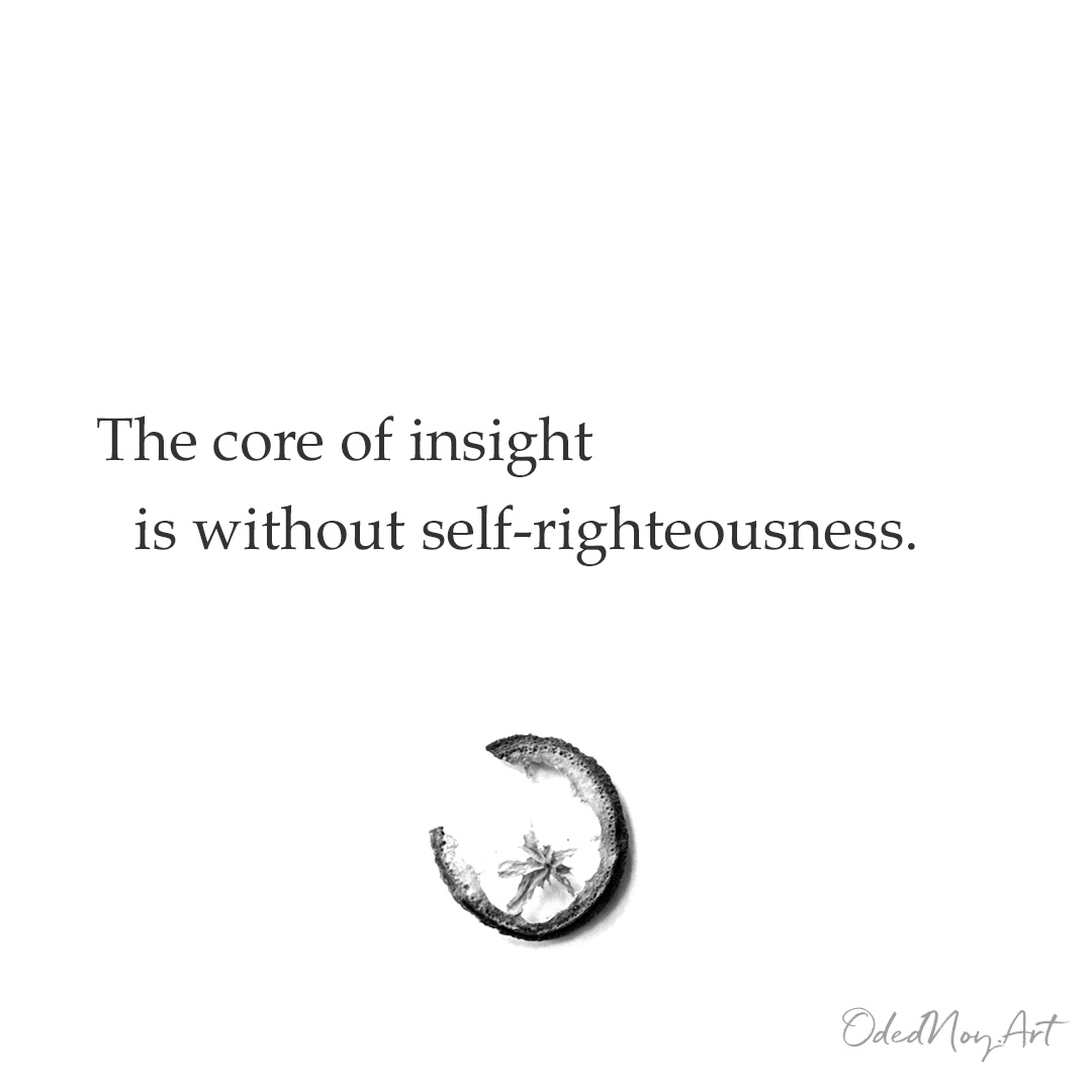 The core of insight is without self-righteousness. 