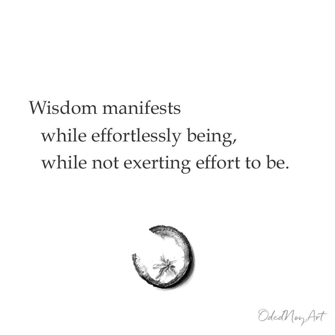 Wisdom manifests while effortlessly being, while not exerting effort to be.