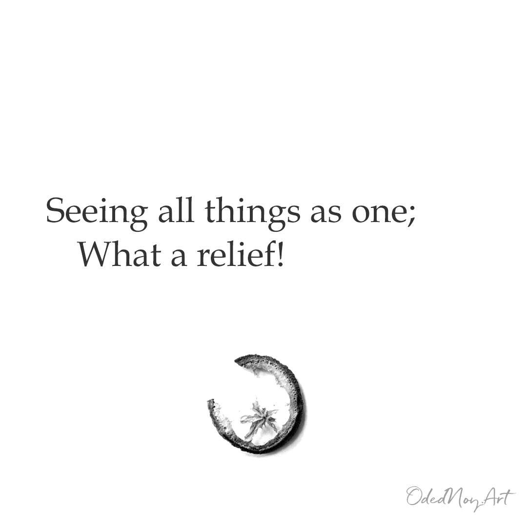 Seeing all things as one;   What a relief!