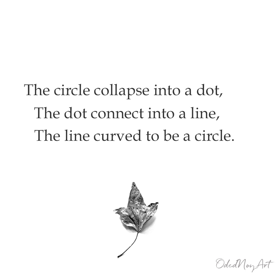 The circle collapse into a dot,  The dot connect into a line, The line curved to be a circle.